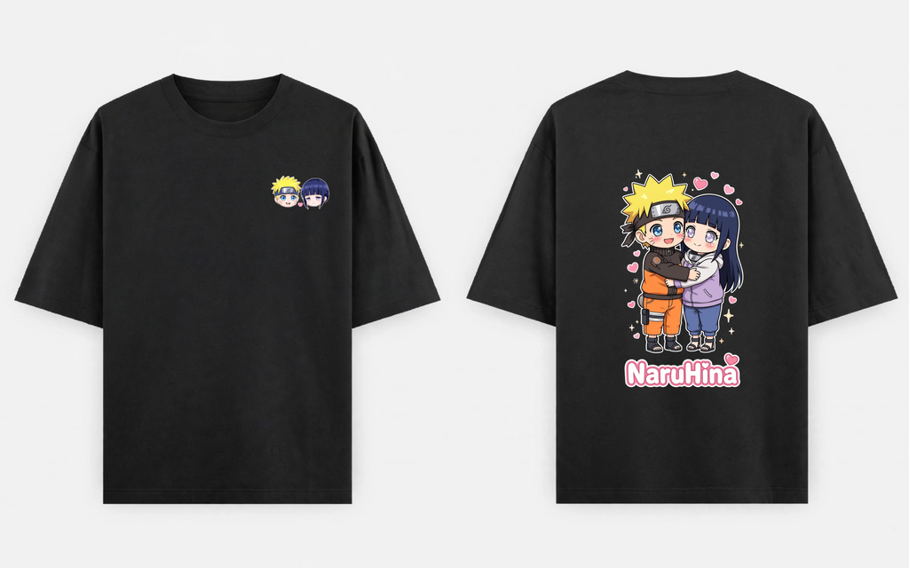 BakiVerse NaruHina Hug Oversized T-Shirt