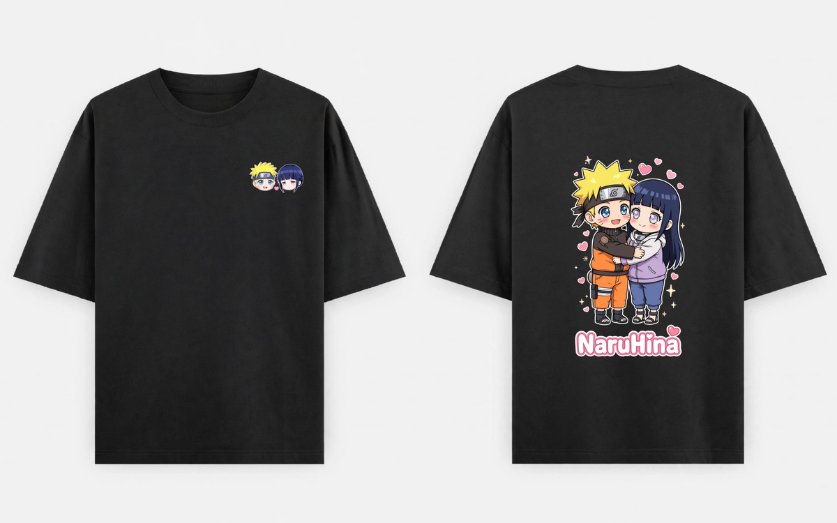 BakiVerse NaruHina Hug Oversized T-Shirt