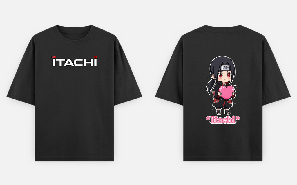 BakiVerse Itachi Chibi Heart - Oversized Anime T-Shirt