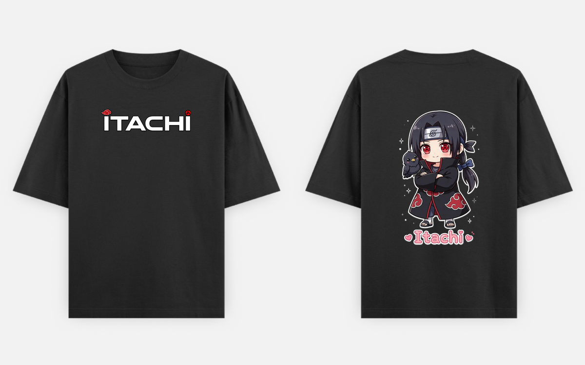 BakiVerse Itachi Crow Chibi - Oversized Anime T-Shirt