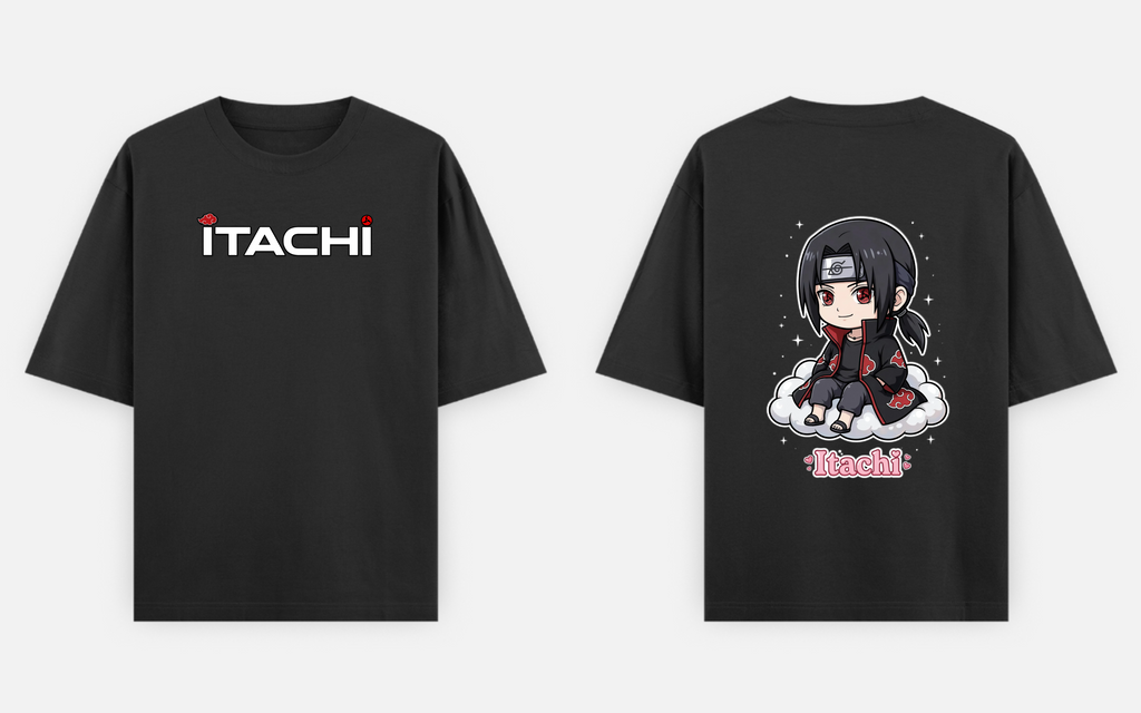 BakiVerse Itachi Cloud Chibi - Oversized Anime T-Shirt