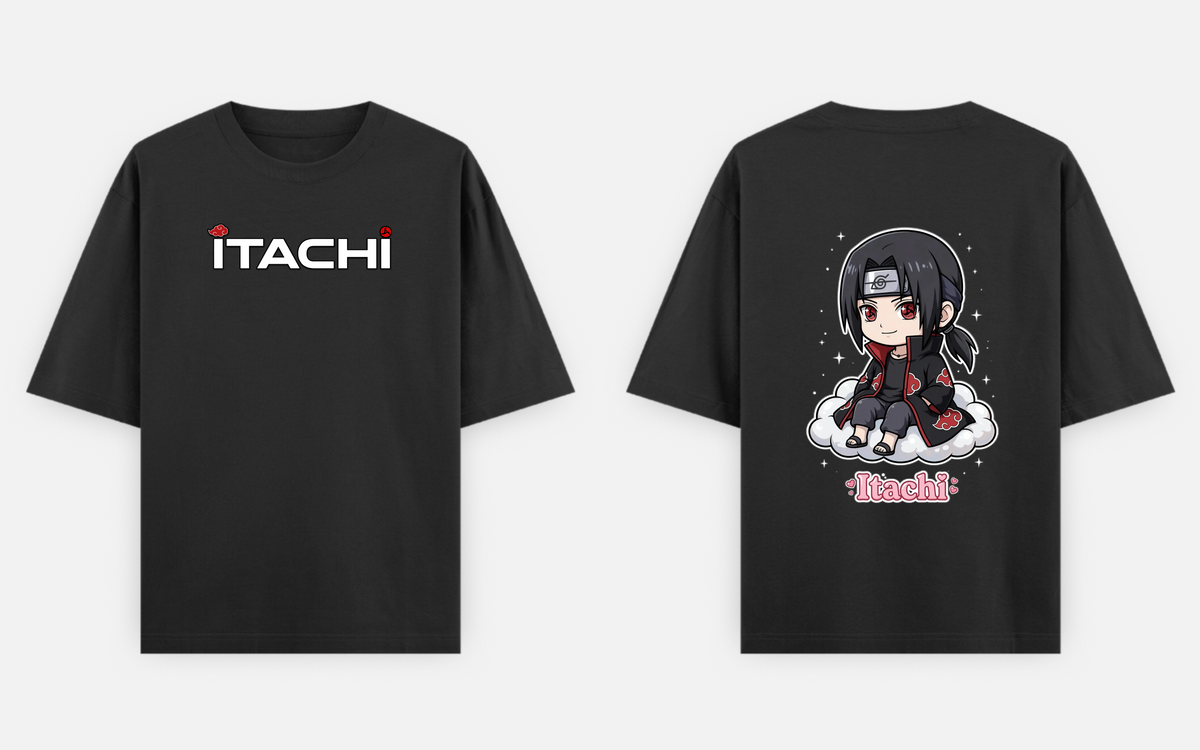 BakiVerse Itachi Cloud Chibi - Oversized Anime T-Shirt