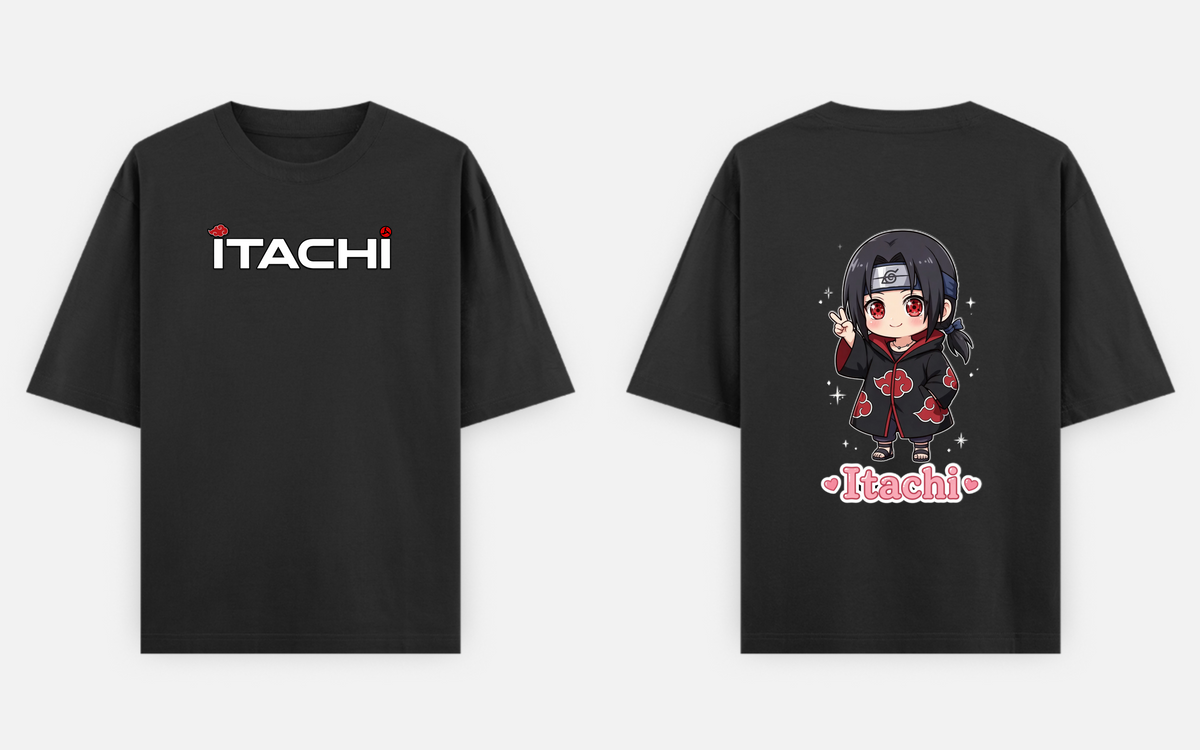BakiVerse Itachi Peace Chibi - Oversized Anime T-Shirt